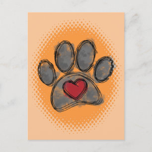 Cartão Postal Desenho de Amante de Cachorro Impressão em Meiotom