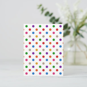 Cartão Postal Desenho de Arco-íris Colorido Branco com Pontos Po