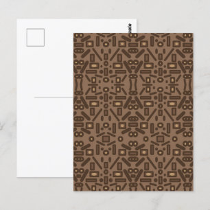 Cartão Postal Desenho de Arte com Padrão Abstrato Tribal do Sudo