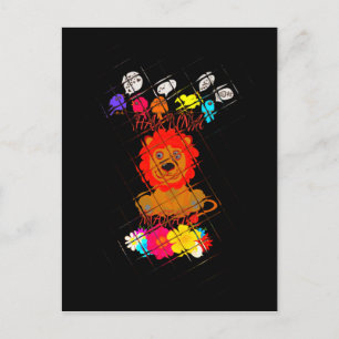 Cartão Postal Desenho de Arte de Leãozinho Adorável Motivo