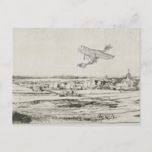 Cartão Postal Desenho De Arte De Máquinas Voadoras De Avião Vint