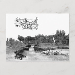 Cartão Postal Desenho De Arte De Máquinas Voadoras De Avião Vint