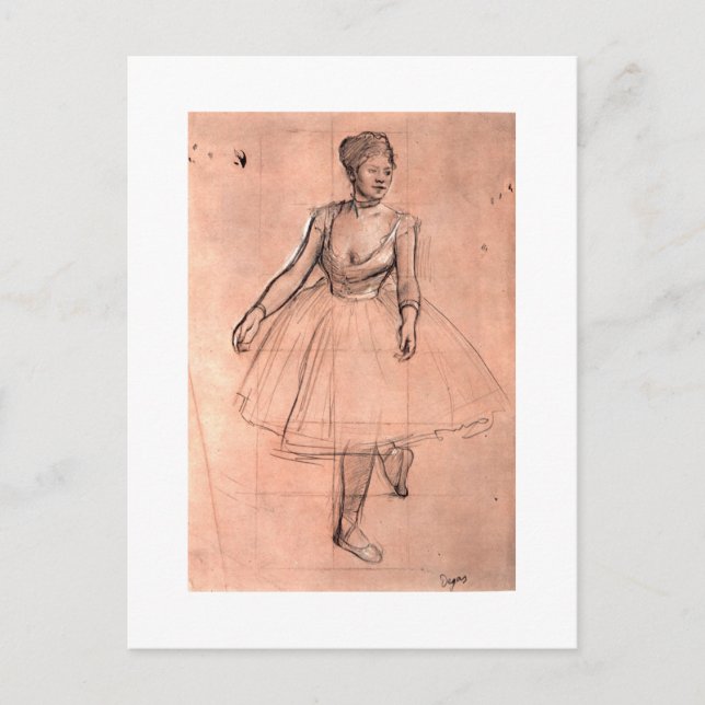 Cartão Postal Desenho de Ballerina por Degas, dançarina de balé  (Frente)
