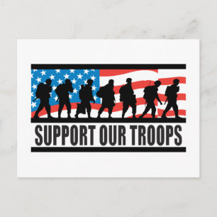 Cartão Postal Desenho de Bandeira de Apoio às Nossas Tropas
