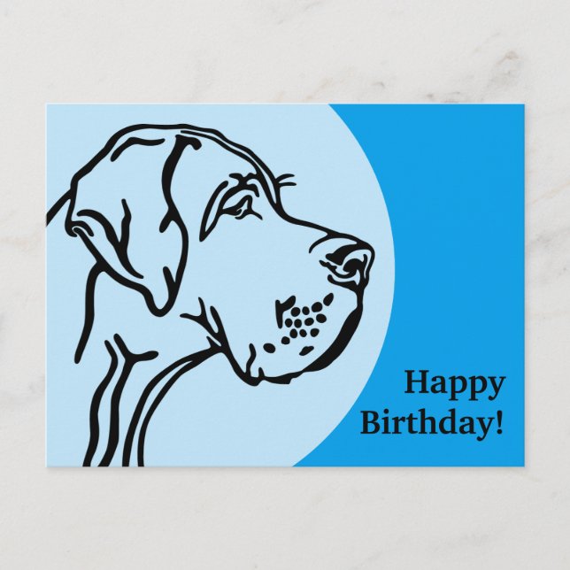 Cartão Postal desenho de cabeça de Great Dane (Frente)