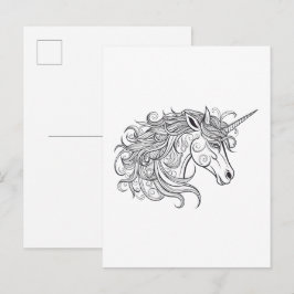 Cartão Postal Desenho de Cabeça de Unicórnio Pequeno