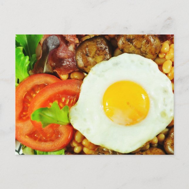 Cartão Postal desenho de café da manhã inglês (Frente)