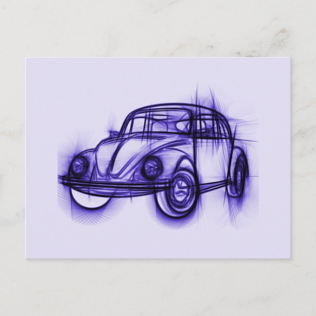 Cartão Postal Desenho de carro bonito em roxo (Frente)