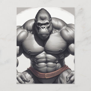 Cartão Postal Desenho de Cartoons de Pop de Gorilla Bodybuilder