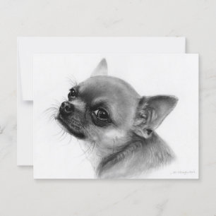 Cartão Postal Desenho de carvão Chihuahua prêmio vencedor