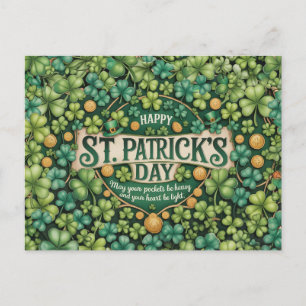 Cartão Postal Desenho de Celebração do Trevo Irlandês