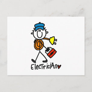 Cartão Postal Desenho de eletricista em palitinhos