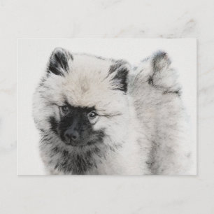 Cartão Postal Desenho de Filhote de Keeshond - Arte Original de 