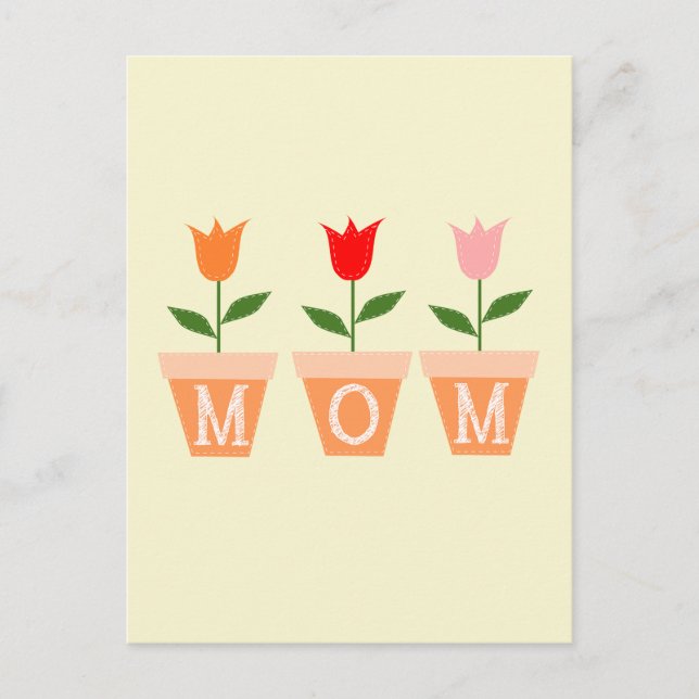 Cartão Postal Desenho de flores para a mamãe (Frente)