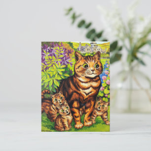 Cartão Postal Desenho de gato fofo e gatinhos por Louis Wain