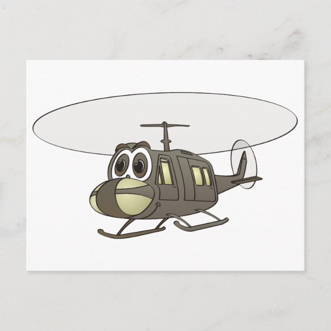 Cartão Postal Desenho de Helicóptero Huey (Frente)