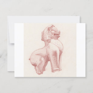 Cartão Postal Desenho de leão guardião da pedra