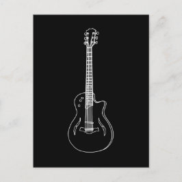 Cartão Postal Desenho de Linha de Guitarra Semi Acústica Monocro