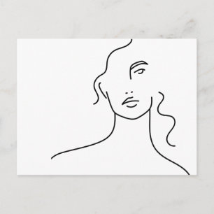 Cartão Postal Desenho de linha de rosto minimalista