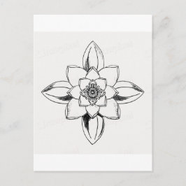 Cartão Postal Desenho de linha em preto e branco de flor de líri