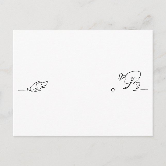 Cartão Postal Desenho De Linha Whimsical De Um Cão Que Reproduz  (Frente)