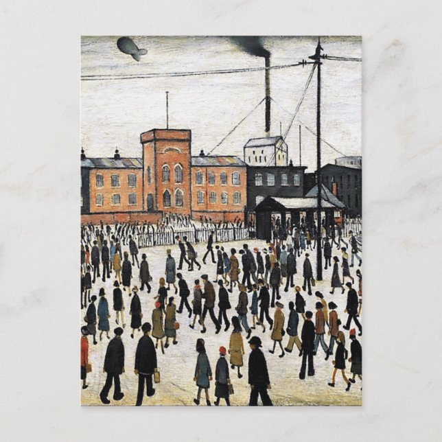 Cartão Postal desenho de lowry indo para o trabalho (Frente)