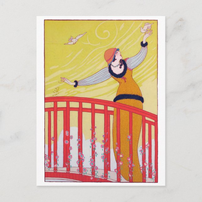 Cartão Postal Desenho de Moda de Verão Amarelo Charles Martin Ar (Frente)