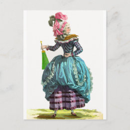 Cartão Postal Desenho de Moda Regencial Francesa Roxo e Azul