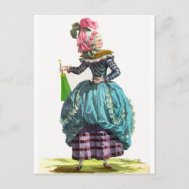 Cartão Postal Desenho de Moda Regencial Francesa Roxo e Azul