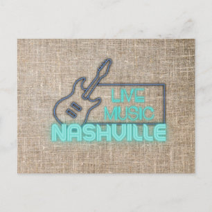 Cartão Postal Desenho de Música Ao Vivo Neon Nashville