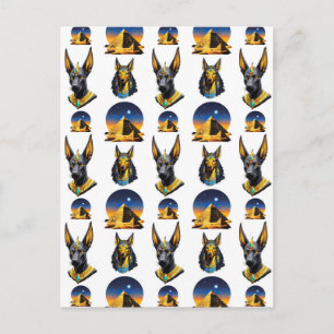Cartão Postal Desenho de padrão de pirâmide do Antigo Egito Anub