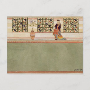 Cartão Postal Desenho de Parede Anglo-Japonês, c.1860 (aquarela 