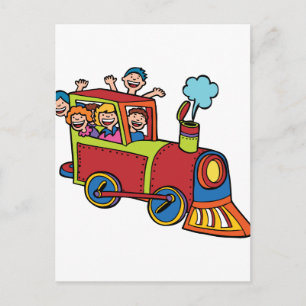 Cartão Postal Desenho de Passageiros de Trem
