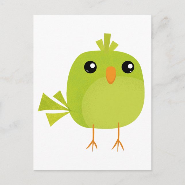 Cartão Postal Desenho de Pássaro Verde (Frente)