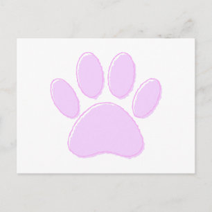 Cartão Postal Desenho de Pata de Cachorro Rosa Claro Fofo