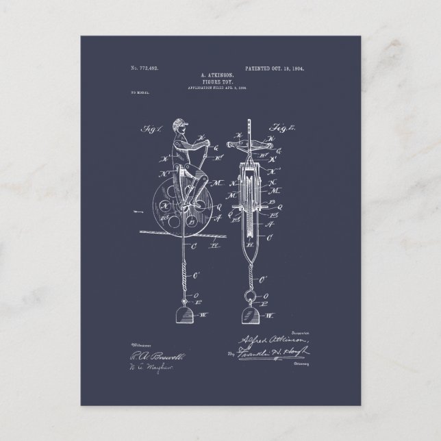 Cartão Postal Desenho de Patentes do Antique Toy 1904 (Frente)