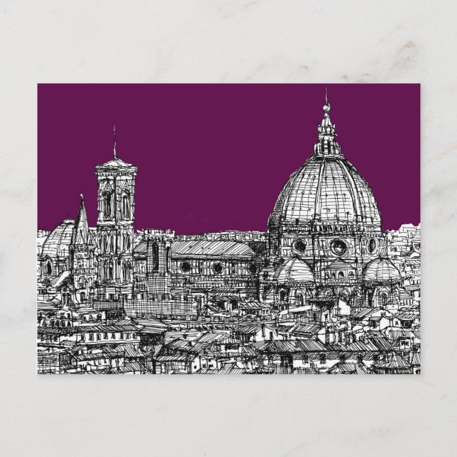 Cartão Postal Desenho de renascimento roxo (Frente)