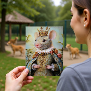 Cartão Postal Desenho de retrato do Rei Barroco Mouse