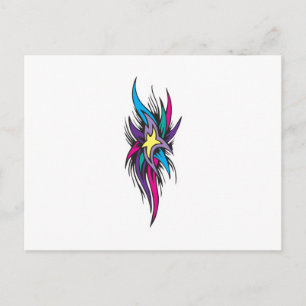 Cartão Postal Desenho de Tatuagem Star Tails