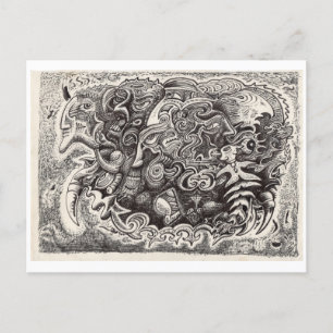 Cartão Postal Desenho de tinta da besta híbrida