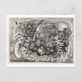 Cartão Postal Desenho de tinta da besta híbrida