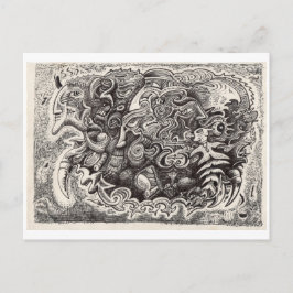 Cartão Postal Desenho de tinta da besta híbrida