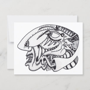 Cartão Postal Desenho de tinta de três aspectos