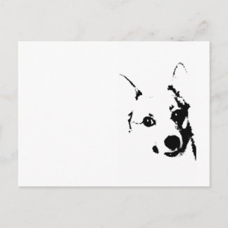 Cartão Postal Desenho de Tinta Preta e Branca do Cachorro