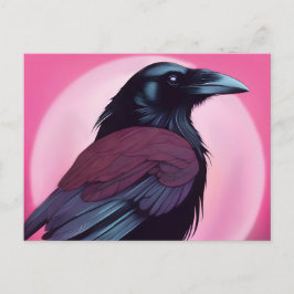 Cartão Postal Desenho de uma ravina preta em rosa-néon