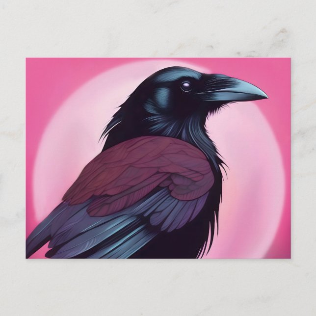 Cartão Postal Desenho de uma ravina preta em rosa-néon (Frente)