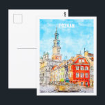 Cartão Postal Desenho de Viagem Familiar do Poznan Polônia<br><div class="desc">Viagem de Poznan Polônia Familiar Inserir Esquema de Aquarela</div>