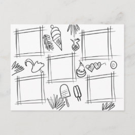 Cartão Postal Desenho Divertido de Cores Tropicais para Crianças