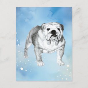 Cartão Postal Desenho do Buldogue Inglês