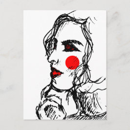 Cartão Postal Desenho do Modelo de Moda